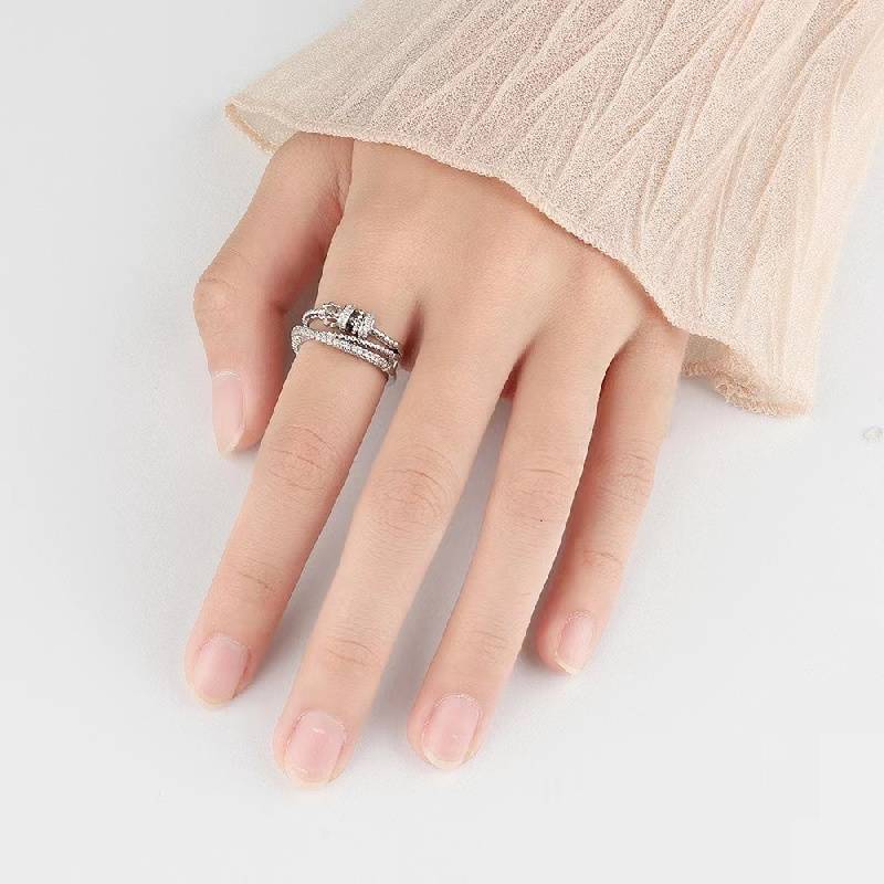 Silver Diamante style Adjustable Fidget Ring