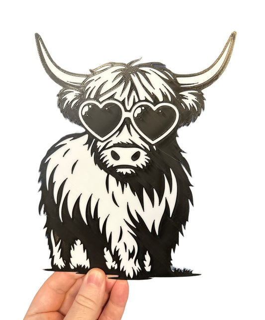 Cool Highland Cow 3d Printed Wall Art