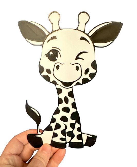 Cute Baby Giraffe 3d Printed Wall Art