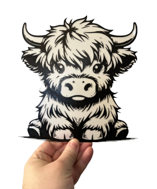 Cute Highland Cow 3d Printed Wall Art Sign