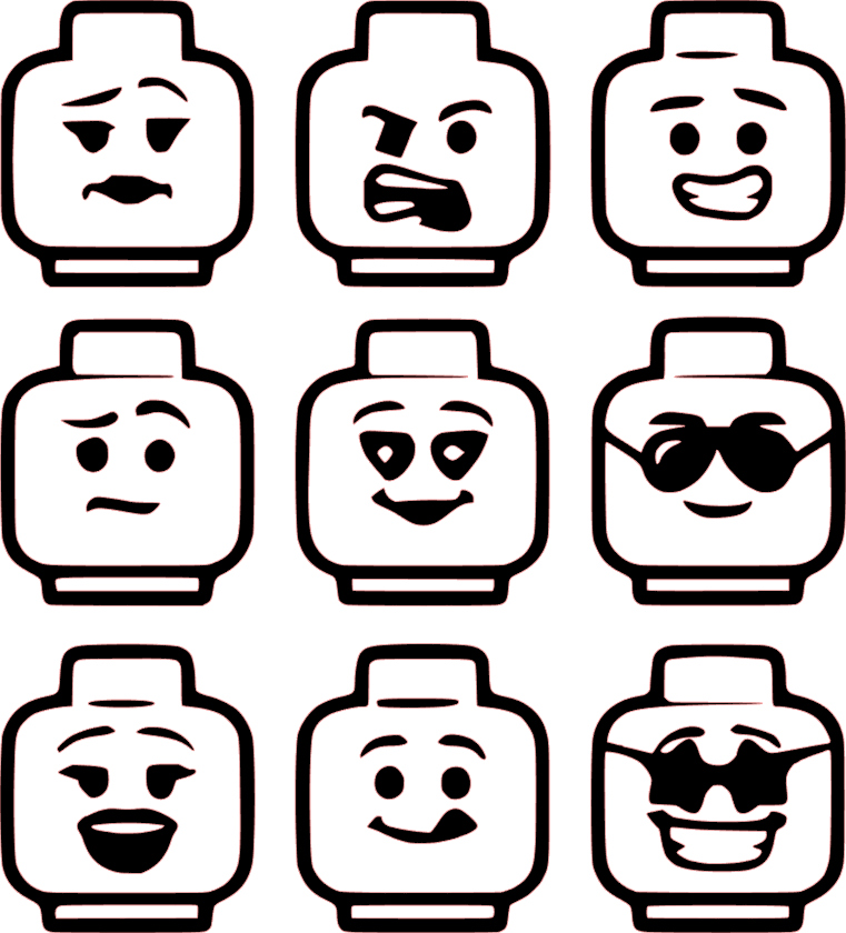 9 Lego Head Stickers 
