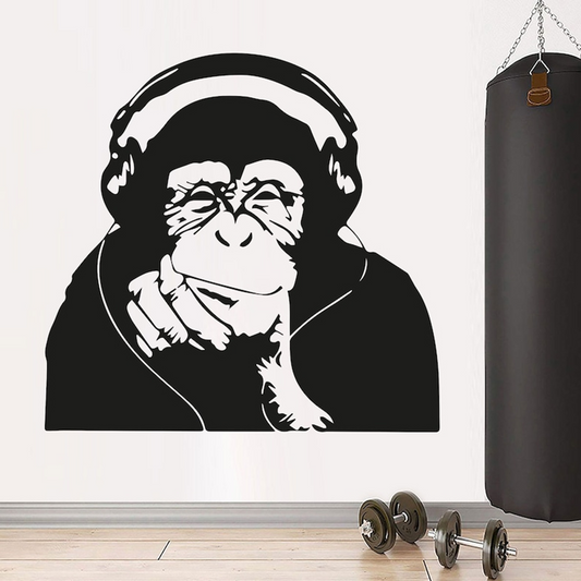 Banksy Thinking Monkey Vinyl Wall Decal Thinker Smart Decal - DJ Monkey Thinker