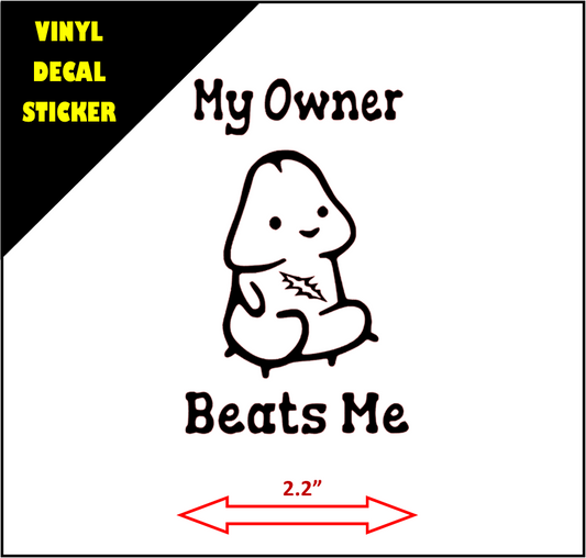 MY OWNER BEATS ME, Car Vinyl Sticker, Window Decal, Kids, Funny